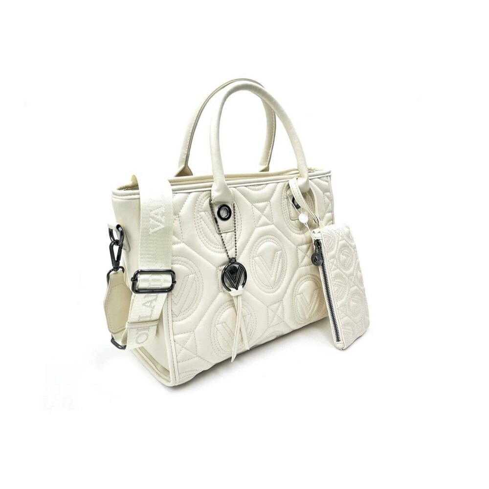 Valentino Orlandi Kayla Large Ivory/White Quilted Tote Bag Purse W/ Pouch NWT